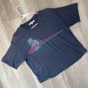 Xirena Crop Top palm tree graphic short sleeve womens Navy Blue xsmall oversized